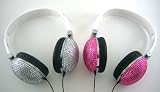 2 Pack/Set of Pink and Silver Crystal Bling Rhinestone DJ Over-Ear Headphones Reviews
