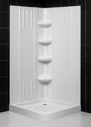 Dreamline Shower Kit: Corner Shower Base with Backwall. QUAD 36x36 shower tray and backwall combo. DL-6179-00