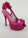 Ruffled Satin Peep Toe Heel
