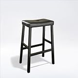 Crosley Furniture Bar Height Upholstered Saddle Seat Bar Stool in Black Fin ....