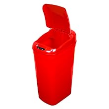 NST Nine Stars DZT-33-1R Infrared Touchless Automatic Motion Sensor Lid Open Trash Can, Red, 8.7-Gallon