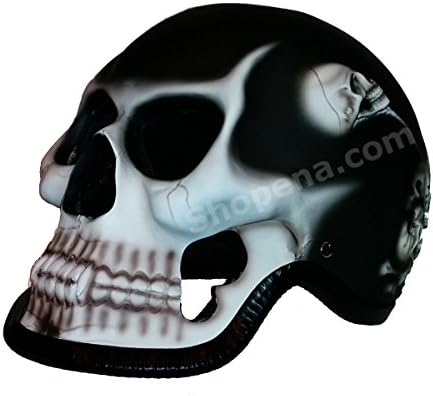 Black Reaper 3D Skull Motorcycle Helmet - NOVELTY Skeleton Custom Airbrushed Look Helmet (Medium)