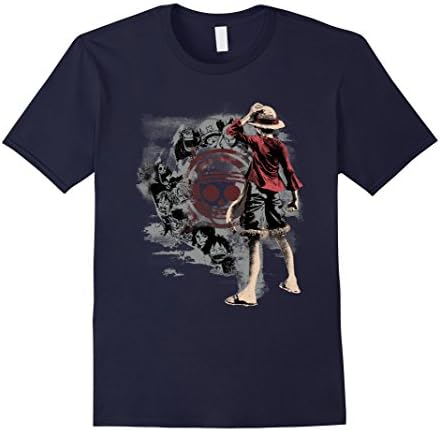 Men's Anime one piece t shirt Large Navy