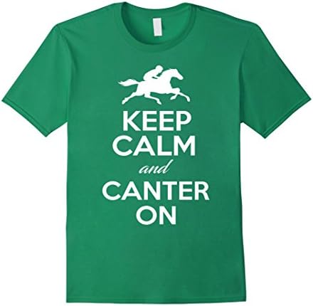 Men's Keep Calm And Canter On Horse Shirt Medium Kelly Green