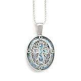 18 Oval Ancient Glass Cut-Out Cross Necklace