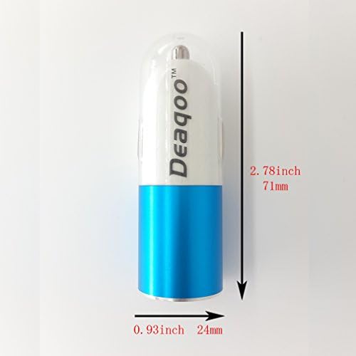 Deaqoo(TM) Mini USB Car Charger, Aluminium 2 Port Intelligent Output 3.1A Dual Port USB Car Adapter,Portable Travel Rapid Bullet Car Charger for Apple And Samsung,Other Android Devices (Blue)