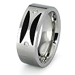 8mm Stainless Steel and Porcelain Ring with CZ Accents (Sizes 8-12 )