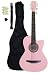 38-Inch Beginner Acoustic Guitar Starter Pack with Gig Bag, Strap, Pitch Pipe, and Pick - Pink Cutaway