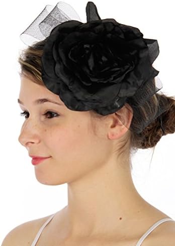Gothic Couture Victorian Bridal Black Large Flower Headband