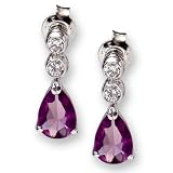 Pink CZ Silver Drop Earrings
