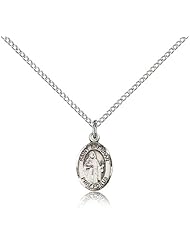 .925 Sterling Silver Saint St. Brendan the Navigator Medal Pendant 1/2 x 1/4 Inches Sailors/Mariners-9018- Comes with a .925 Sterling Silver Lite Curb Chain Neckace And a Black velvet Box