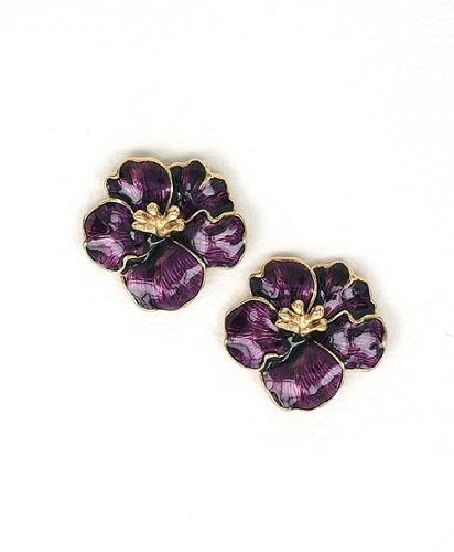 Vitreous Hand Enameled Hibiscus Earrings
