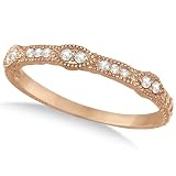 Pave Set Vintage Stacking Diamond Ring Band 14k Rose Gold (0.15ct)