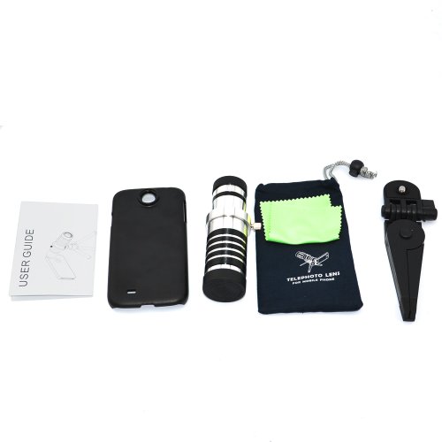 Apexel Aluminum 12x Optical Zoom Telescope/Telephoto Lens Kit with Tripod/Back Case for Samsung galaxy S IV, S4 I9500 , Sprint L720, AT&T I337, Verizon i545, T-Mobile M919 , R970