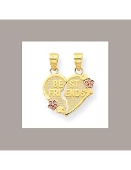 10k Two-tone Gold Best Friends Break-apart Heart Charm