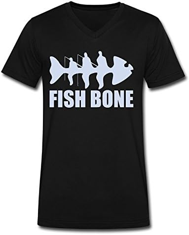 Fish Bone Store569 Male V Neck Screw Neck Fish Bone T Shirt New Organic Cotton