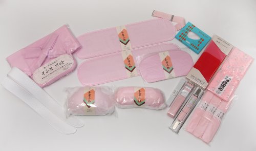 【和装】振袖用 着付け小物17点セット (帯枕×2、前板×2、後板、衿芯2本、着物ベルト、ウエストベルト、腰紐3本、伊達締め、マジックベルト、三重紐、ストッキング、ソフトパット) 【日本製】