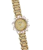 GENEVE Women's 14K Yellow Gold Watch with Genuine Diamond Bezel. Model: GE-101509A