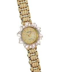 GENEVE Women's 14K Yellow Gold Watch with Genuine Diamond Bezel. Model: GE-101509A