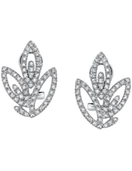 14k White Gold 0.43 Ctw Botanical Diamond Earrings