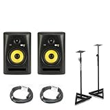 KRK RP8 G2 Rokit Powered Studio Monitor (Pair) + Professional Studio Monitor Stands + 2 Whirlwind XLR 20' Cable's