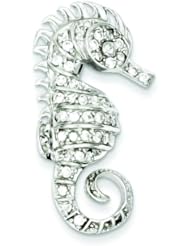 Sterling Silver Cubic Zirconia Seahorse Pin