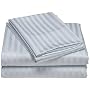 Wrinkle Resistant 300-Thread Count Woven Stripe Cotton Full Sheet Set, Light Blue