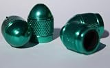 Anodized Aluminum Alloy Valve Stem Cap 4 pack Set Green Dome