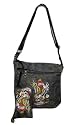Marseille Glittering Grey Crossbody Bag with Skull Retro Print -- SwankySwans