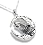 Howling Wolf Totem with Crescent Moon and Stars Sterling Silver Pendant with 24" Chain Necklace