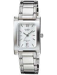Casio Womens BEL100D-7AV Silver Stainless-Steel Quartz Watch with White Dial