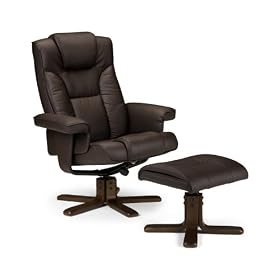 Malmo Faux Leather Recliner Chair and Footstool in Black