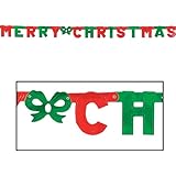 Beistle 1-Pack Foil Merry Christmas Streamer for Parties, 4-1/4-Inch by 5-Feet 6-Inch