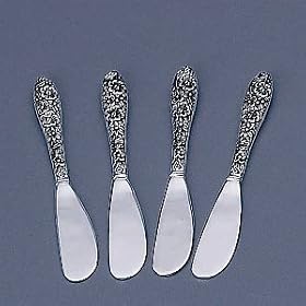 FLORA SPREADERS - SET OF 4 SILVER FLORA SPREADERS by Jaf Gifts