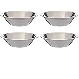 SET OF 4 - 6 1/2 Inch Wide Stainless Steel Flat Rim Flat Base Mixing Bowl
