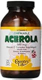 Country Life Chewable Acerola C Complex, 500Mg, 90 Wafer
