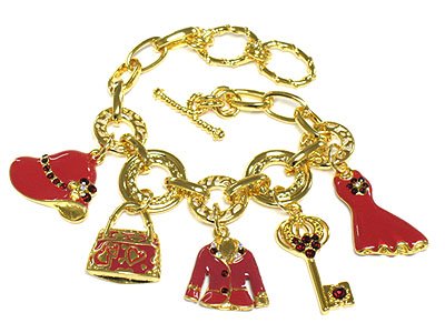 CRYSTAL RED HAT LADY PURSE BRACELET