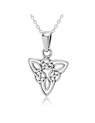 925 Sterling Silver Celtic Triquetra Knot Triangle Pendant Necklace 18" for Women