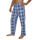 Mens MLB Los Angeles Dodgers Plaid Cotton Thermal Sleepwear / Pajama Pants - Blue & White (Size: M)