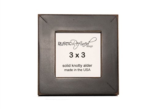 3x3 Solid Wood Made in USA Picture Frame with 1 Inch Border (Gallery Collection) - Black