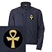 Artsmith, Inc. Men's Embroidered Jacket Egyptian Gold Ankh Black - Navy, 2X