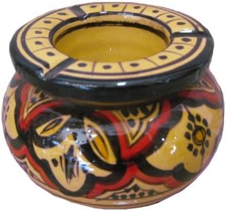 Moroccan Ceramic Ashtray Safi-design Small, Yellow and Black