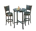 York Espresso Pub Table Set With 2 Leather Like Chairback Swivel Bar Stools