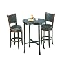 York Espresso Pub Table Set With 2 Leather Like Chairback Swivel Bar Stools