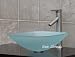 1/2" Thick Frosted Square Glass Vessel Sink + Brush Nickel Faucet, Pop Up Drain & Mounting Ring