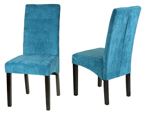 Cortesi Home Monty Microfiber Dining Chair, Blue, Set of 2