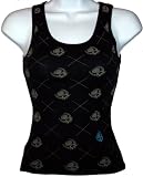 Silver Star Diamond Overload Womens Ribbed Wife Beater Tank Shirt - Black