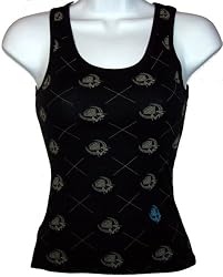 Silver Star "Diamond Overload" Womens Ribbed Wife Beater Tank Shirt - Black