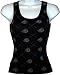 Silver Star Diamond Overload Womens Ribbed Wife Beater Tank Shirt - Black