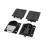 uxcell 戸車　ドアローラーホイール　プーリー　ブラック　プラスチック　4個　住宅　家具　クローゼット　戸棚